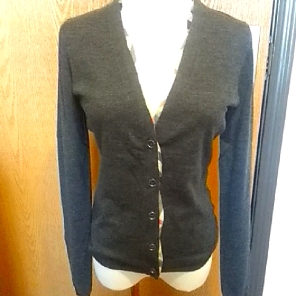 BURBERRY Dark Gray Cardigan Sweater